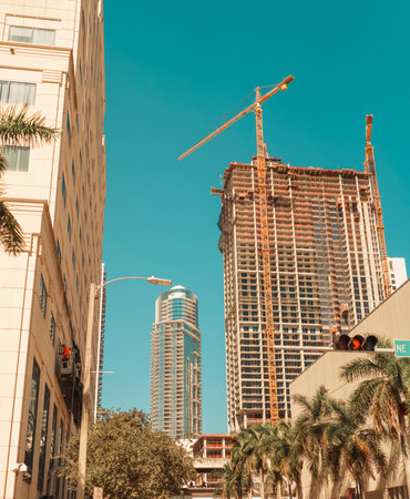 building under construction in Downtown Miamiのeditorial素材