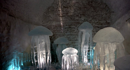 Jukkasjarvi, Sweden, February 27, 2020. one of the sculpturesのeditorial素材