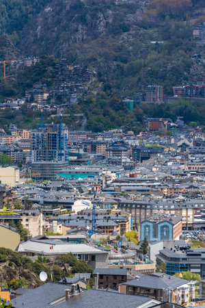 Cityscape in spring of Andorra La Vella, Andorraのeditorial素材