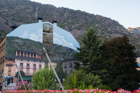 Beautiful view of Placa del Poble in Andorra La Vella.のeditorial素材