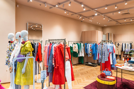 Interior of a brand new fashion clothing storeのeditorial素材