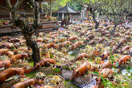 Usaba Sumbu ceremony in Pura Dalem Desa Timbrah.のeditorial素材