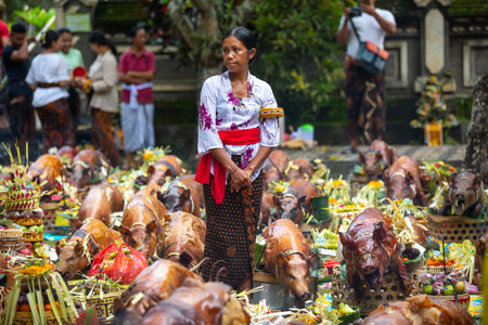 Usaba Sumbu ceremony in Pura Dalem Desa Timbrah.のeditorial素材