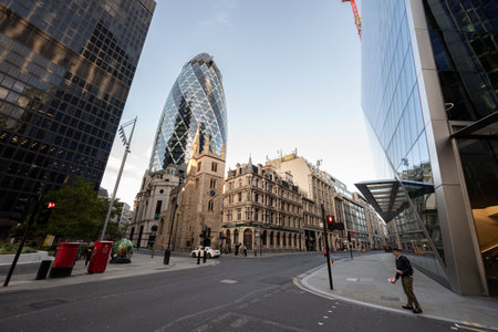 Corner of Lime Street at the financial center of Londonのeditorial素材