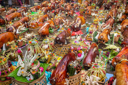 Usaba Sumbu ceremony in Pura Dalem Desa Timbrah.のeditorial素材