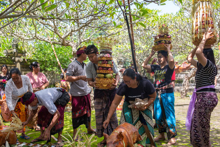 Usaba Sumbu ceremony in Pura Dalem Desa Timbrah.のeditorial素材