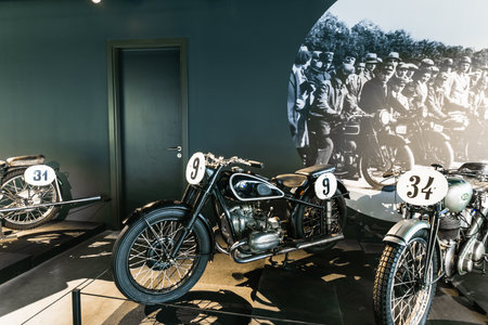 BMW R51 - Classic retro motorcycle. Riga motor museumのeditorial素材