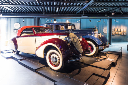 Steyr 220 Glaser Sport Cabrio - Classic retro car. Riga motor museumのeditorial素材