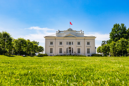 Uzutrakis manor. Colonnaded mansion set in landscaped gardensのeditorial素材