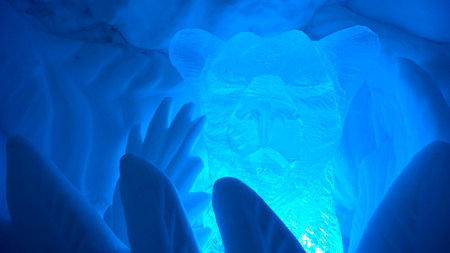 Jukkasjarvi, Sweden, February 27, 2020. one of the sculpturesのeditorial素材