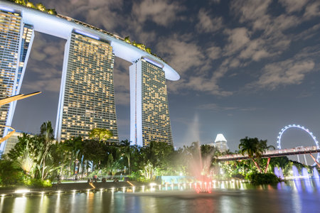 Marina Bay Sands casino at twilight. Singapore.のeditorial素材