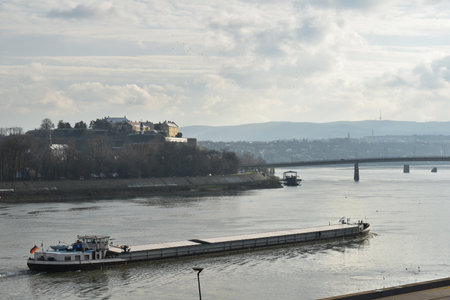 Panorama of Danube and Petrovaradin fortress in Novi Sadのeditorial素材