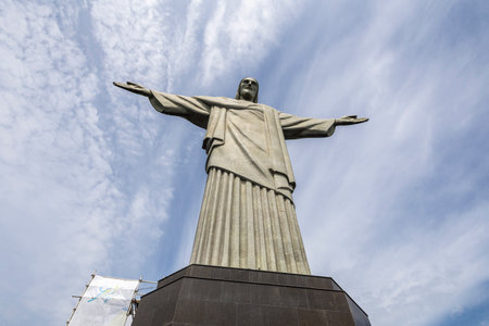 Beautiful view to Christ the Redeemer Statue in Corcovado Mountainのeditorial素材