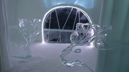 Jukkasjarvi, Sweden, February 27, 2020. one of the sculpturesのeditorial素材
