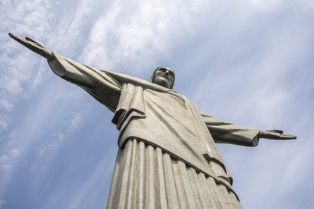 Beautiful view to Christ the Redeemer Statue in Corcovado Mountainのeditorial素材