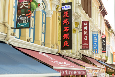 Street in China Town, Singaporeのeditorial素材