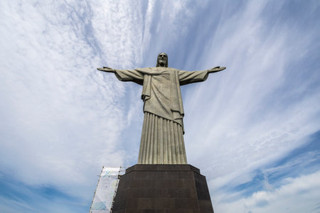 Beautiful view to Christ the Redeemer Statue in Corcovado Mountainのeditorial素材