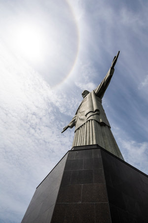 Beautiful view to Christ the Redeemer Statue in Corcovado Mountainのeditorial素材