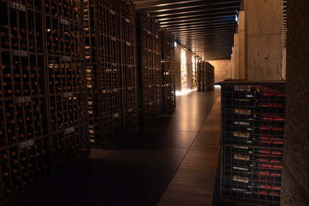Interior bottle rack Marquez de Murrieta Winery in LogroÃ±oのeditorial素材