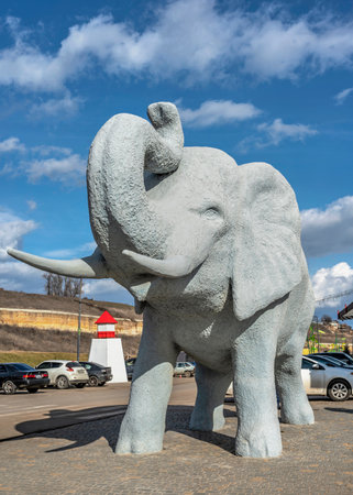 Statue of a huge elephant on the embankment near the Black Sea coastのeditorial素材