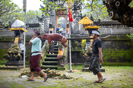 Usaba Sumbu ceremony in Pura Dalem Desa Timbrah.のeditorial素材