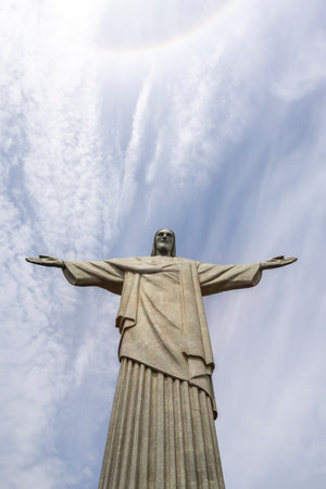 Beautiful view to Christ the Redeemer Statue in Corcovado Mountainのeditorial素材