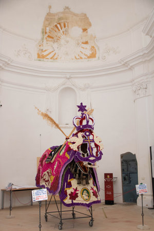 harness made with real flowers for Saint Joseph's rideのeditorial素材