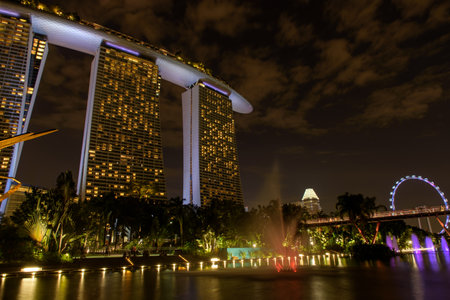 Marina Bay Sands casino at twilight. Singapore.のeditorial素材