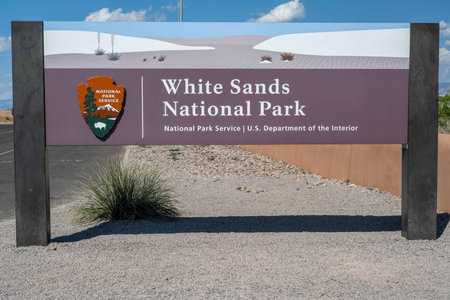 An entrance road going in White Sands NP, New Mexicoのeditorial素材