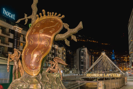 Paris Bridge, Cityscape of Andorra la Vella, Andorraのeditorial素材