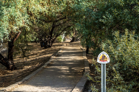 A description board for the trail in Yuma, Arizonaのeditorial素材