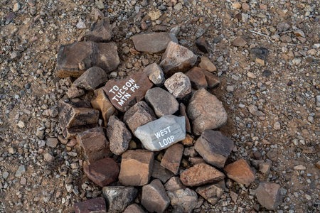 A description board for the trails in Tucson, Arizonaのeditorial素材