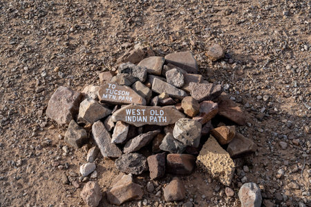 A description board for the trails in Tucson, Arizonaのeditorial素材