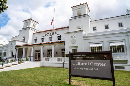 A National Historic Landmark serves as an art gallery in Hot Sprのeditorial素材
