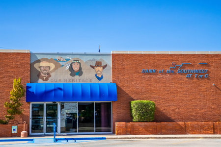 A bank of the southwest at Truth or Consequences, New Mexicoのeditorial素材