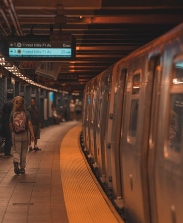 train in the subway Manhattan New York Cityのeditorial素材