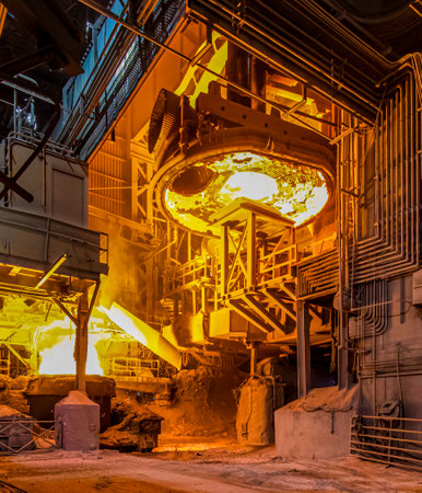 Ladle containing molten steel in millのeditorial素材