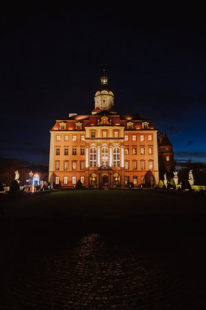 Night view of Ksiaz Castle - Walbrzych, Polandのeditorial素材