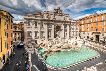 Trevi fountain and Palazzo Poliのeditorial素材