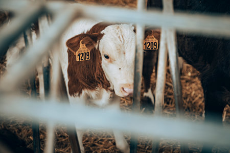 young calf within a stableのeditorial素材