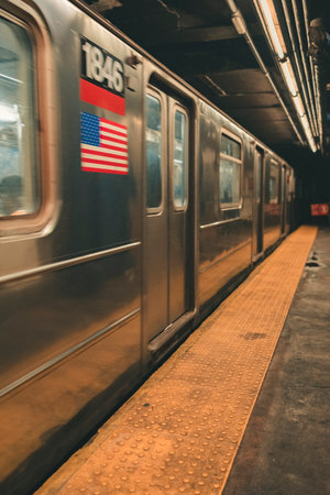 train in the station subway New York Manhattanのeditorial素材