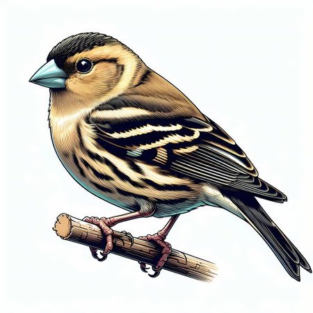 A colorful bird perched on a twig, showcasing detailed feathers and a vibrant personality.の素材