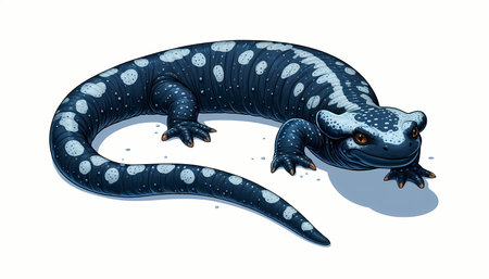 Illustration of a Chinese giant salamander showcasing its unique spots and vibrant colors.の素材