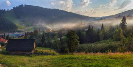 Summer in a skiing resort in Carpathiansの写真素材