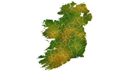 Ireland map detailed visualization for country place,travel,texture and backgroundの写真素材