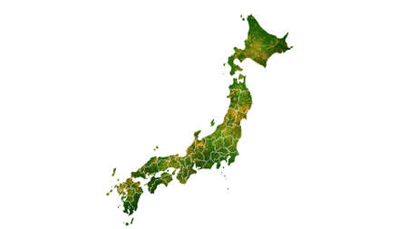Japan map detailed visualization for country place,travel,texture and backgroundの写真素材