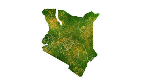 Kenya map detailed visualization for country place,travel,texture and backgroundの写真素材