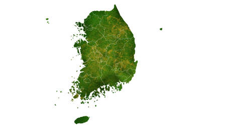 South Korea map detailed visualization for country place,travel,texture and backgroundの写真素材