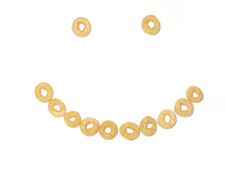 cereal laid out as a happy faceの写真素材