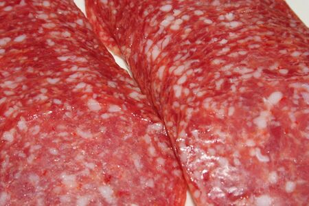 sliced salami, (taken with a flash)